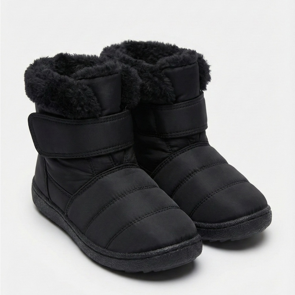 Link Kids Black Fur-Lined Snow Boots